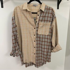 ⭐️ 2/$40 ⭐️ Color Block Plaid Button-Up Shirt